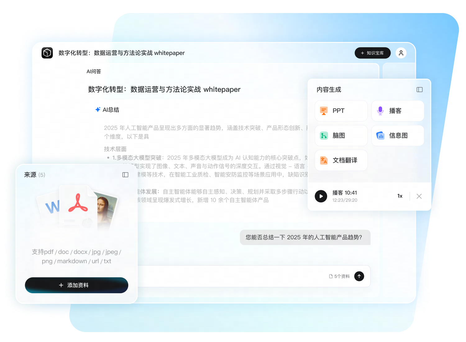 有道翻译 AI 知识库界面示意图